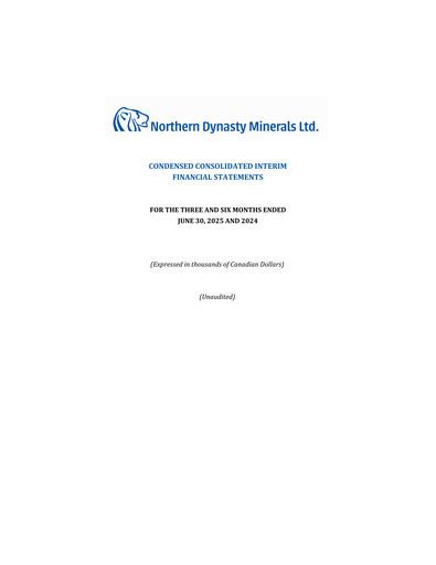 Thumbnail Northern Dynasty Minerals Quarterly Report 2025-q2