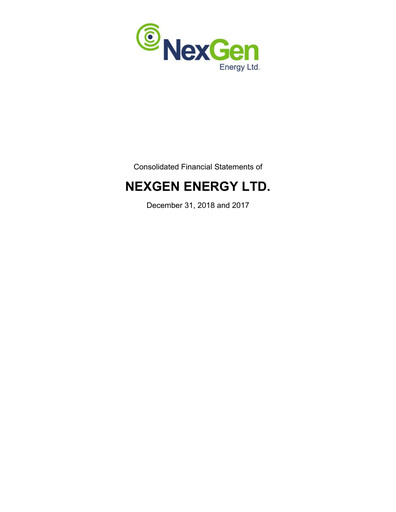 Miniature NexGen Energy
 Bilan financier 2018