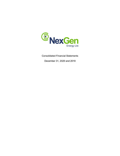 Miniature NexGen Energy
 Bilan financier 2020