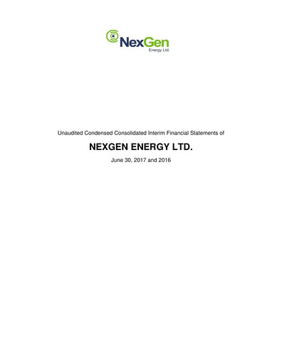Thumbnail NexGen Energy
 Quarterly Report 2017-q2