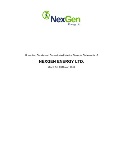 Thumbnail NexGen Energy
 Quarterly Report 2018-q1