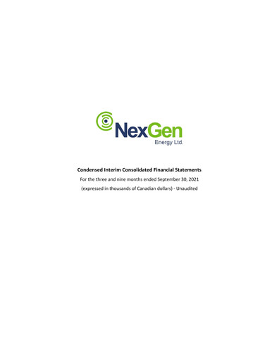 Thumbnail NexGen Energy
 Quarterly Report 2021-q3
