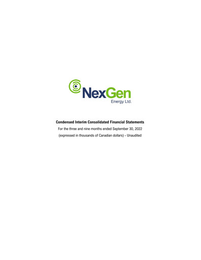 Thumbnail NexGen Energy
 Quarterly Report 2022-q3