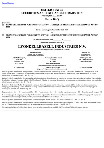 Thumbnail LyondellBasell Quarterly Report 2017-q1