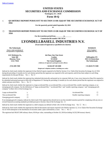Thumbnail LyondellBasell Quarterly Report 2018-q3