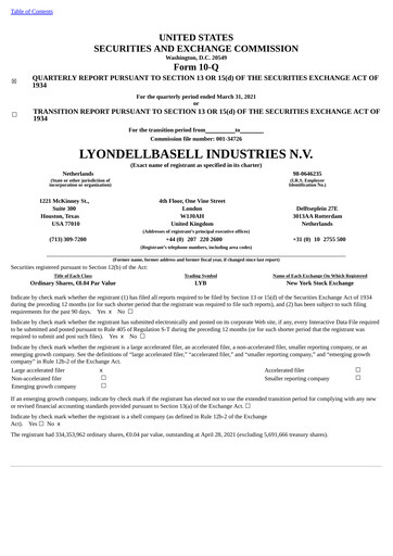 Thumbnail LyondellBasell Quarterly Report 2021-q1