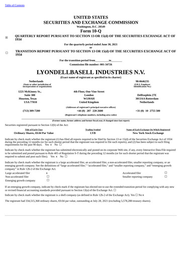 Thumbnail LyondellBasell Quarterly Report 2021-q2