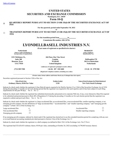 Thumbnail LyondellBasell Quarterly Report 2022-q3
