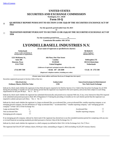 Thumbnail LyondellBasell Quarterly Report 2023-q2