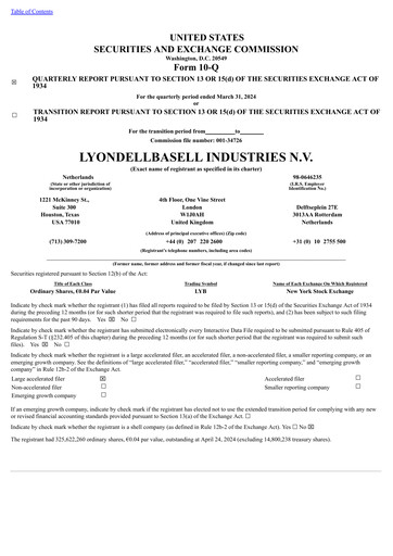 Thumbnail LyondellBasell Quarterly Report 2024-q1