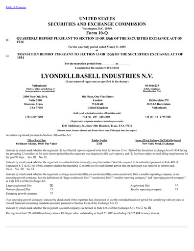 Thumbnail LyondellBasell Quarterly Report 2025-q1