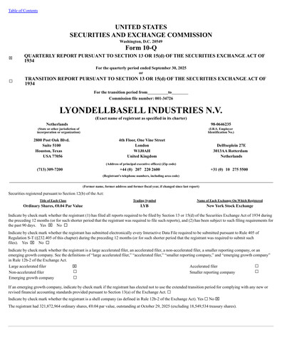 Thumbnail LyondellBasell Quarterly Report 2025-q3