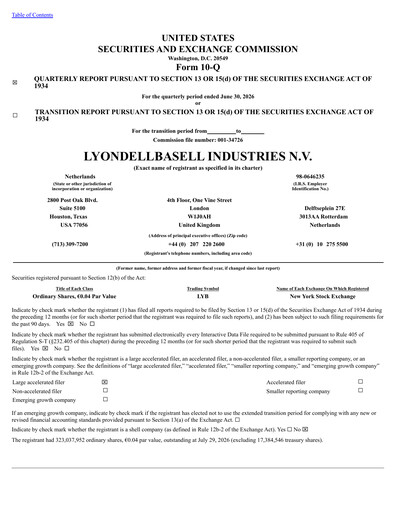 Thumbnail LyondellBasell Quarterly Report 2026-q2