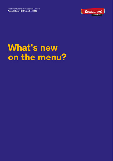 Thumbnail Restaurant Brands New Zealand Annual Report 2019