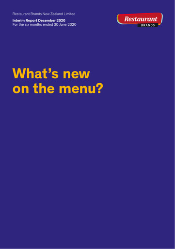 Thumbnail Restaurant Brands New Zealand Half-year Report 2020