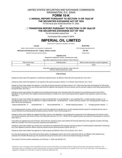 Thumbnail Imperial Oil
 Annual Report 2025