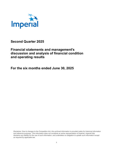 Thumbnail Imperial Oil
 Quarterly Report 2025-q2