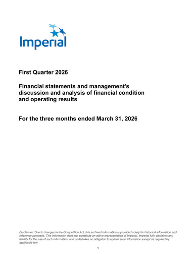 Thumbnail Imperial Oil
 Quarterly Report 2026-q1