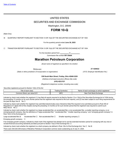 Thumbnail Marathon Petroleum Quarterly Report 2025-q2
