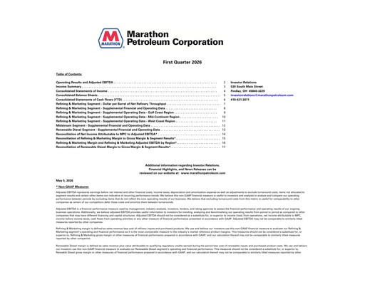 Thumbnail Marathon Petroleum Quarterly Report 2026-q1