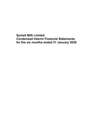Vorschaubild Synlait Milk Halbjahresbericht 2026-h1