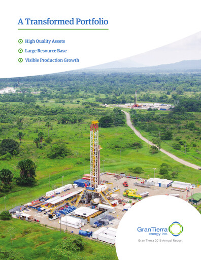 Miniature Gran Tierra Energy Rapport annuel 2016