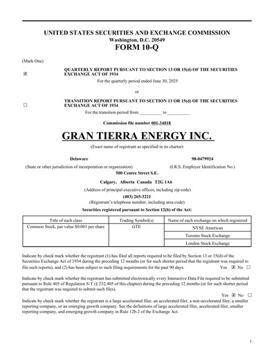 Thumbnail Gran Tierra Energy Quarterly Report 2025-q2