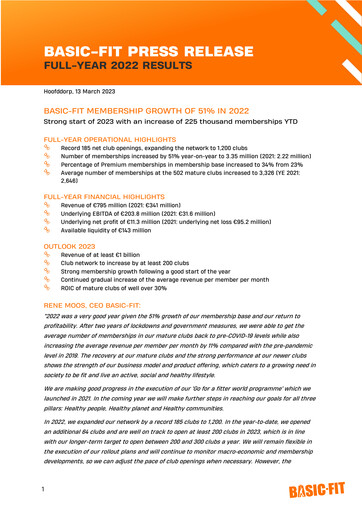 Thumbnail Basic-Fit Financial Statement 2022