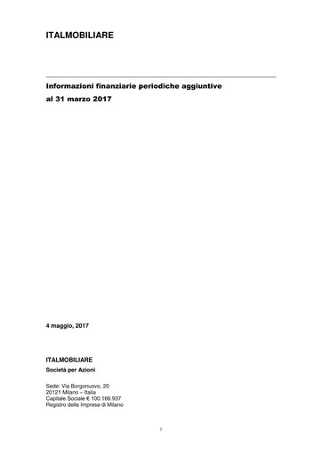 Miniature Italmobiliare Rapport trimestriel 2017-q1