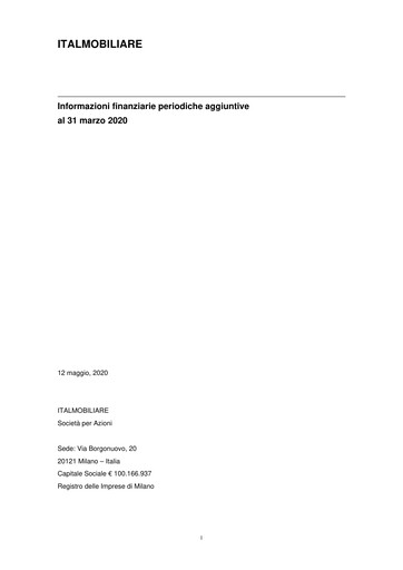 Miniature Italmobiliare Rapport trimestriel 2020-q1