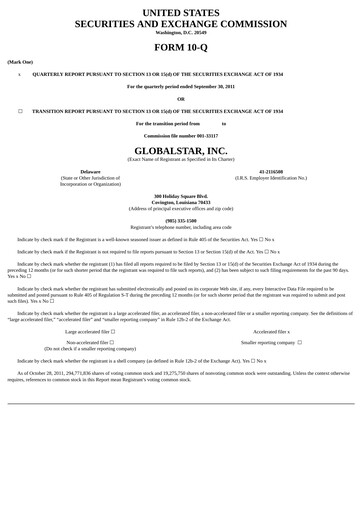 Thumbnail Globalstar
 Quarterly Report 2011-q3