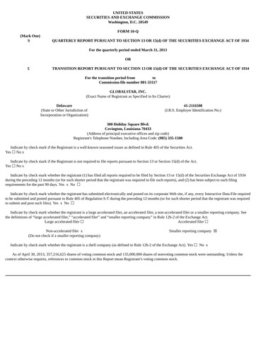 Thumbnail Globalstar
 Quarterly Report 2013-q1