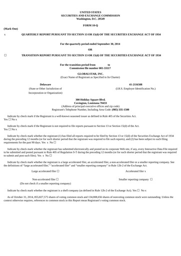 Thumbnail Globalstar
 Quarterly Report 2014-q3
