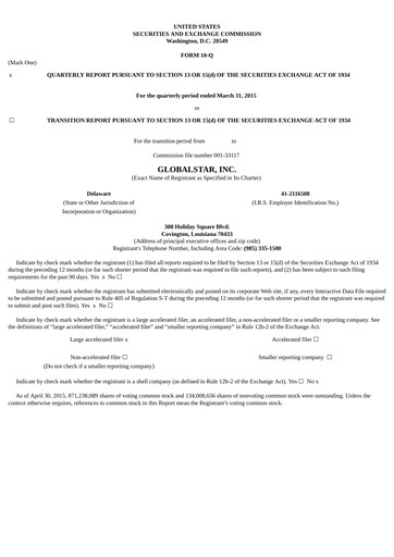 Thumbnail Globalstar
 Quarterly Report 2015-q1