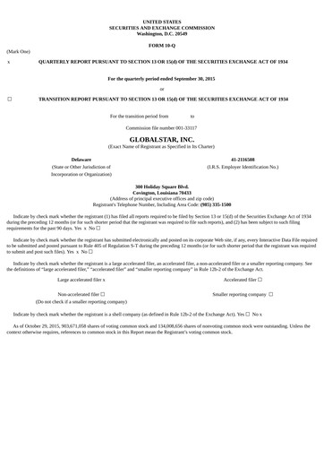 Thumbnail Globalstar
 Quarterly Report 2015-q3
