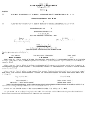 Thumbnail Globalstar
 Quarterly Report 2019-q1