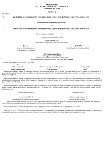 Thumbnail Globalstar
 Quarterly Report 2019-q2