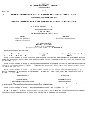 Thumbnail Globalstar
 Quarterly Report 2020-q1