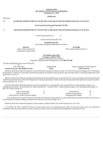 Thumbnail Globalstar
 Quarterly Report 2020-q3