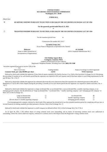 Thumbnail Globalstar
 Quarterly Report 2021-q1