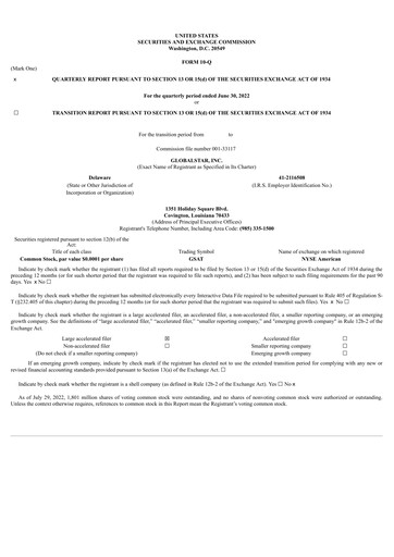 Thumbnail Globalstar
 Quarterly Report 2022-q2