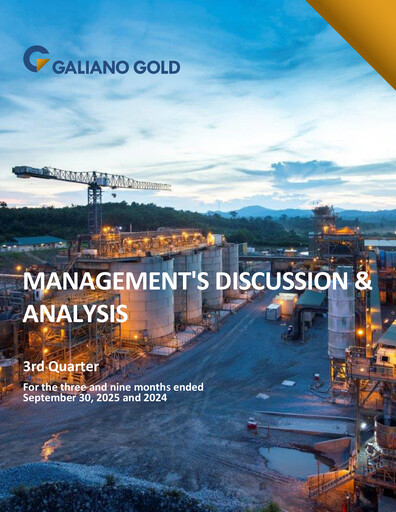 Thumbnail Galiano Gold Quarterly Report 2025-q3