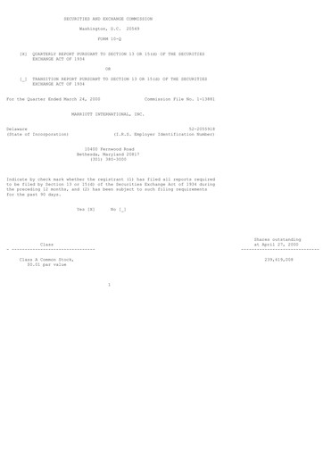 Vorschaubild Marriott International Quartalsbericht 2000-q1