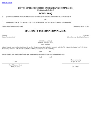 Vorschaubild Marriott International Quartalsbericht 2003-q1