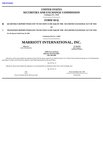 Vorschaubild Marriott International Quartalsbericht 2003-q2