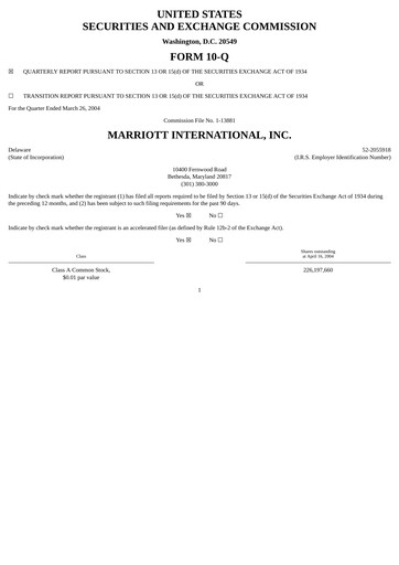 Vorschaubild Marriott International Quartalsbericht 2004-q1