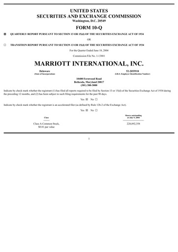 Vorschaubild Marriott International Quartalsbericht 2004-q2