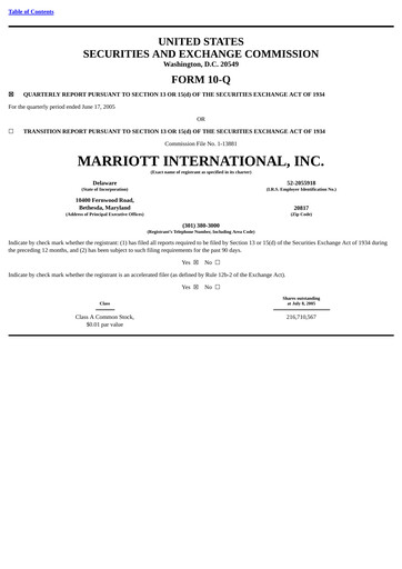 Vorschaubild Marriott International Quartalsbericht 2005-q2