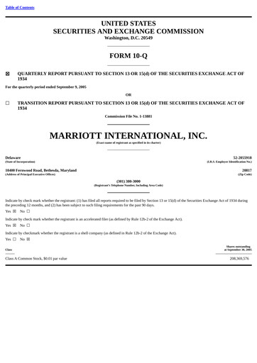 Vorschaubild Marriott International Quartalsbericht 2005-q3