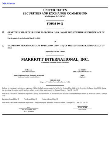 Vorschaubild Marriott International Quartalsbericht 2006-q1